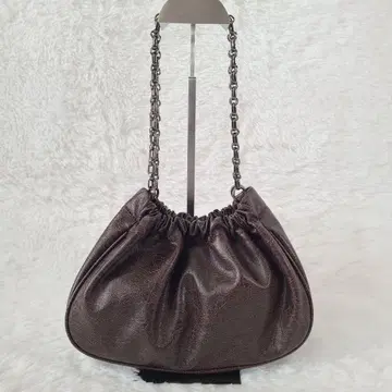 컨디션 최상 TINA: JOJUN 인조 가죽 개더 백 브라운