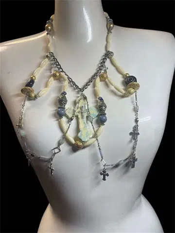 Ivory Mist Cross Necklace