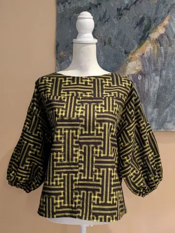 기모노 리메이크 면 7부 소매 풀오버 상의