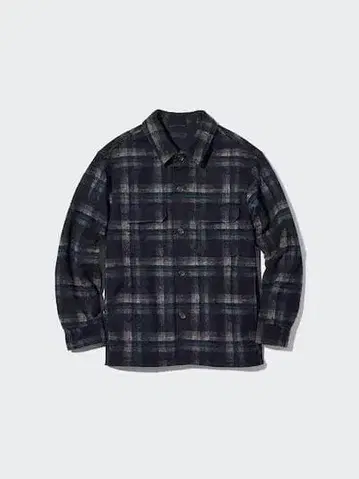 유니클로 오버 셔츠 자켓 블루 체크 L