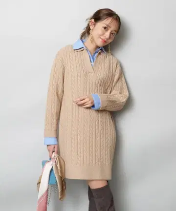 JUSGLITTY 레이어드 케이블 미니 원피스