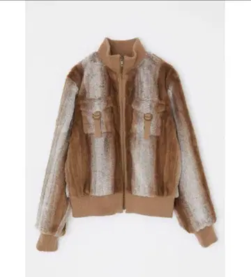 LAGUAGEM RIB DOCKING 인조 모피 자켓