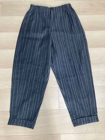 모에/MOYURU 그레이 스트라이프 벌룬 팬츠