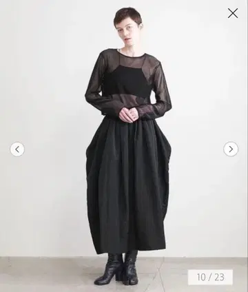 AEWEN MATOPH 나일론 타프타 개더 스커트 블랙