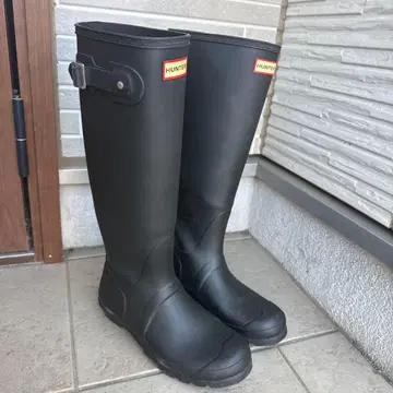 HUNTER 블랙 장화 롱 레인부츠 UK6
