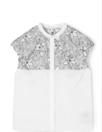 페이즐리 플라워 자수 콤비 블라우스
