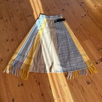 멀티 컬러 체크 무늬 롱 스커트