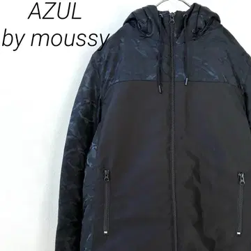 AZUL by moussy 후드 부착 카모 패턴 포켓 부착 다운 자켓