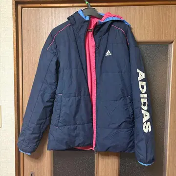 adidas 후드 부착 다운 코트 M 사이즈 네이비 어린이용 성인용