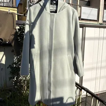 GLOBAL WORK 울 테크 후드 부착 롱 코트