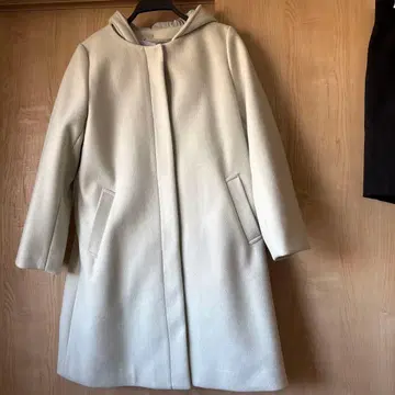 GLOBAL WORK 울 테크 후드 부착 롱 코트