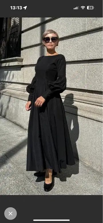 엘레강트한 블랙 긴팔 원피스