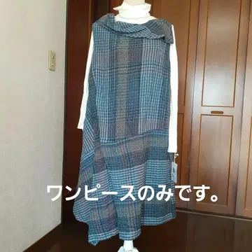 센소유니코 io comme io 블루 계열 체크 원피스 미사용