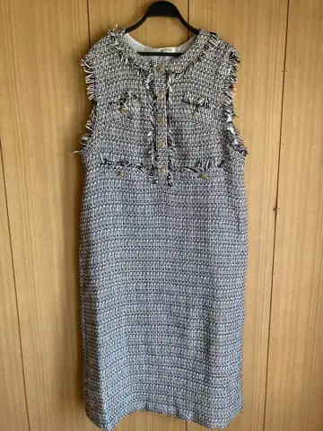 빅 사이즈 5L 슬리브리스 트위드 롱 원피스 CHIC STYLE