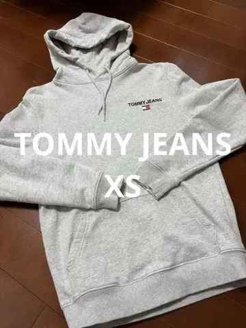 TOMMY JEANS 그레이 후드 부착 후드티 XS