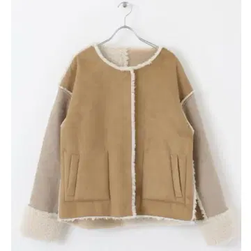 KBF 페이크 무스탕 패치워크 자켓