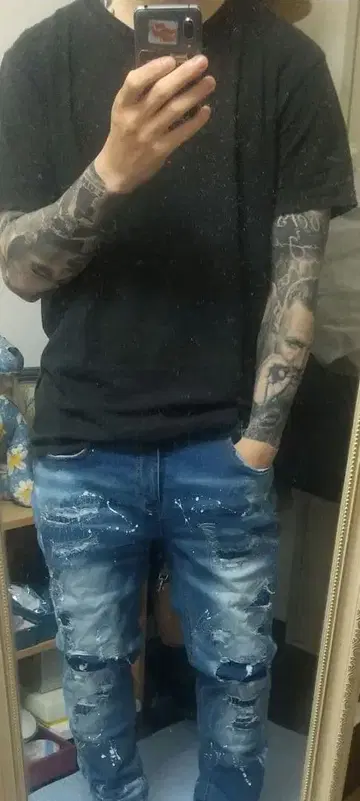 즉시 완판 데미지 디자인 스키니 데님 XL