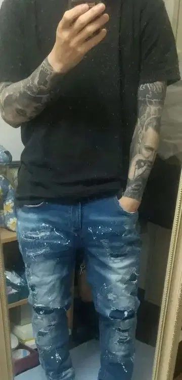 즉시 완판 데미지 디자인 스키니 데님 XL