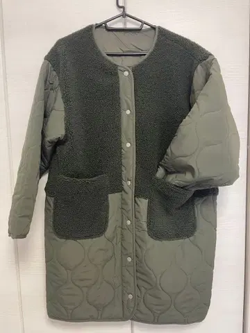 올리브 그린 퀼팅 자켓