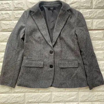 그레이 헤링본 울 테일러드 자켓