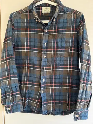 KATO 베이직 플란넬 셔츠 블루 계열 체크 무늬