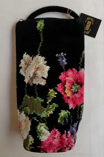 미사용 새상품 FEILER 꽃무늬 음료 파우치 블랙