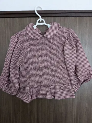 little sunny bite 핑크 계열 체크 셔츠