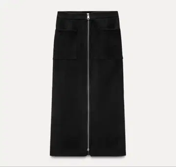 자라 블랙 타이트 스커트 지퍼 달린 스웨이드