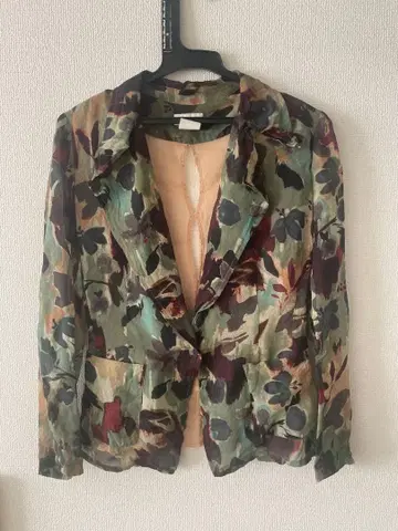 DRIES VAN NOTEN 백 절개 올 패턴 실크 시어 자켓