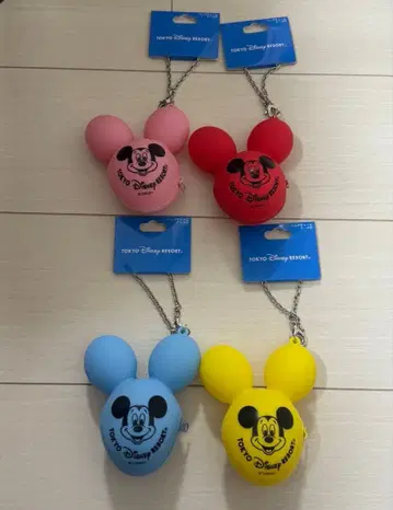 도쿄 디즈니 리조트 백참 케이스 포함 핑크 빨간색 스카이블루 옐로우 컬러