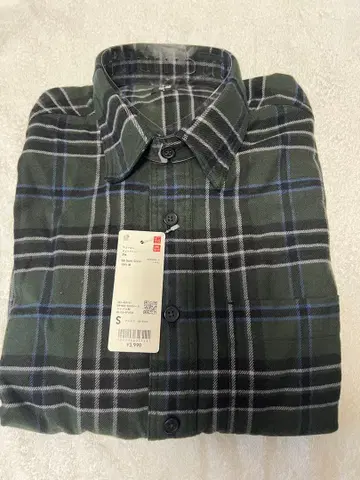 유니클로 남성용 플란넬 셔츠 그린 S 새상품 [ 익명 배송 ]