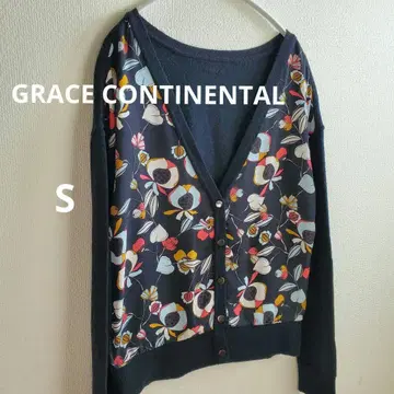 울 100% 그레이스 콘티넨탈 가디건 꽃무늬 S