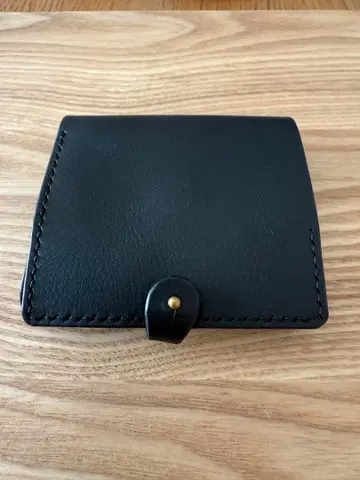 [ 미사용 ] 블랙 가죽 컴팩트 지갑