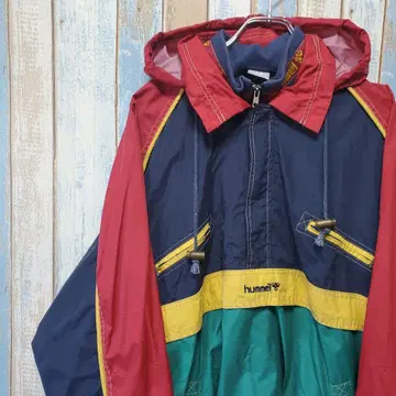 험멜 하프 지퍼 나일론 자켓 풀오버 센터 자수 로고