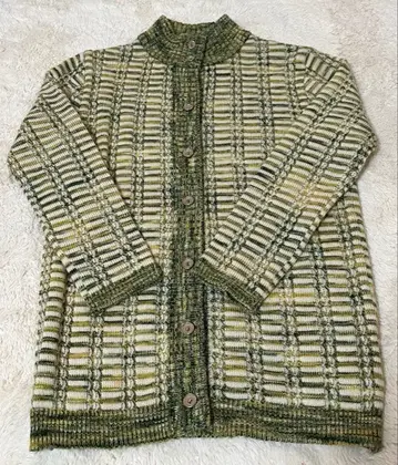 80s 라임 그린 니트 롱 가디건 새상품급 레어