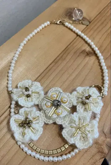 [ joujou ] 니트 플라워&펄 목걸이