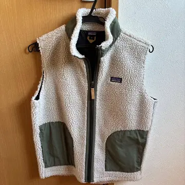Patagonia 플리스 베스트 화이트/올리브 beams 구매 키즈용