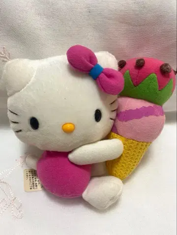헬로키티 아이스크림 봉제 인형 산리오 레트로 핑크