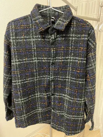 WGONG 체크 무늬 셔츠 자켓 네이비