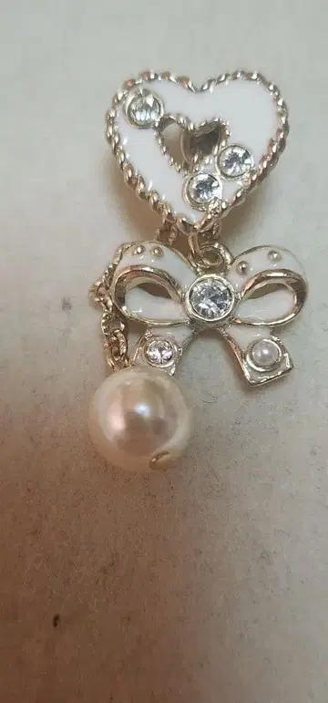 하트 리본 펄 귀걸이