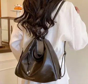 빈티지 스타일 멀티 숄더백 브라운 다크 브라운 냅색