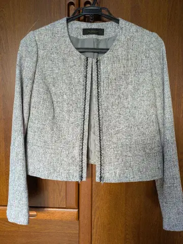 노카라 트위드 자켓 그레이