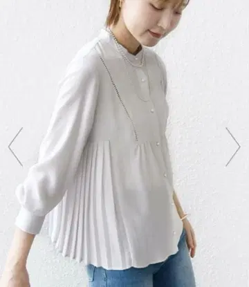 스트레치 조젯 플리츠 블라우스