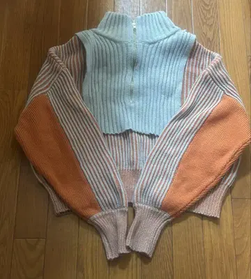 KBF 레이어드 하프 ZIP 니트 풀오버 오렌지