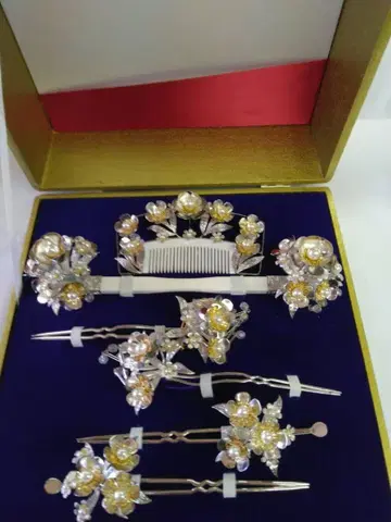 결혼용 헤어콤 시로무쿠 우치카케 고급 머리 장식 세트