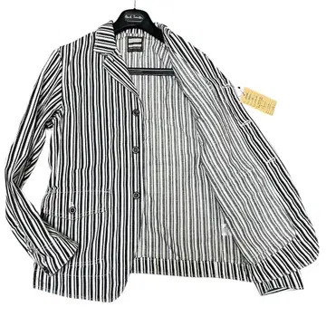 택 포함 새상품 모모타로 진즈 인디고 스트라이프 테일러드 자켓 40 L