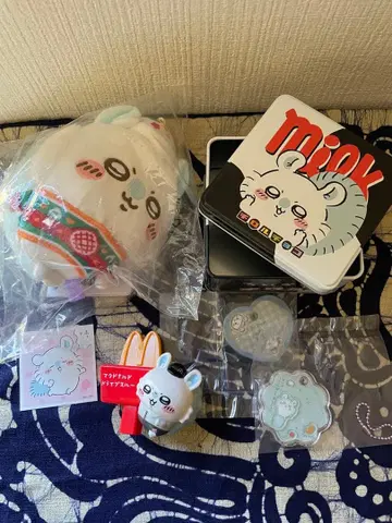 치이카와 (먼작귀) 모몽가 봉제 인형 키링 캔 스티커 세트 6점 세트