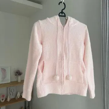 폼폼 포함 핑크 보아 후드 후드티