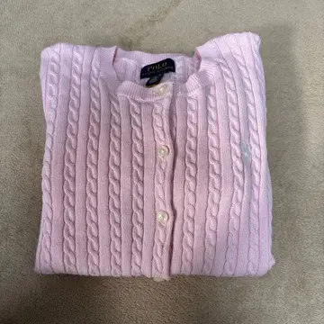 랄프 로렌 핑크 케이블 니트 키즈 가디건 L