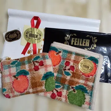 FEILER 레트로 후르츠 손수건과 파우치 세트 쇼핑백 포함